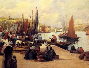 Sur Les Quais Audierne Oil painting by Fernand Marie Legout-Gerard