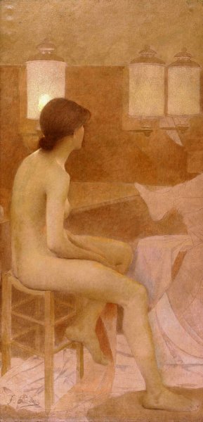 Danseuse dans sa loge, assise profil droit by Fernand Pelez Oil Painting