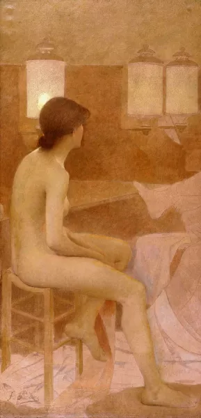 Danseuse dans sa loge, assise profil droit by Fernand Pelez Oil Painting