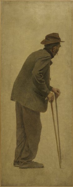 La Bouchee de pain; vieil homme s'appuyant sur des cannes by Fernand Pelez Oil Painting