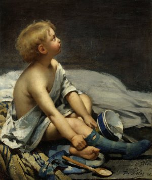 Un enfant dans la mansarde by Fernand Pelez Oil Painting