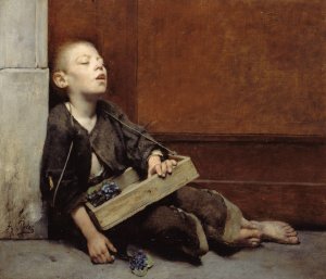 Un martyr. Le Marchand de violettes by Fernand Pelez Oil Painting
