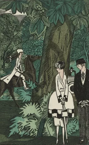 Cette petite ; Robe de promenade en Parquetine de Rodier Oil painting by Fernand Simeon