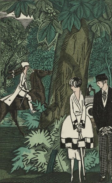 Cette petite ; Robe de promenade en Parquetine de Rodier  by Fernand Simeon - Hand-Painted Oil Painting Reproduction