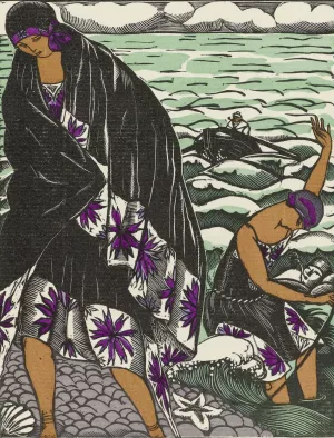 La lecon de natation ; Costume et chale, pour le bain Oil painting by Fernand Simeon