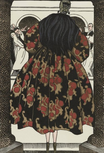 Le plaisir a la mode ; Manteau du soir, en tissu de Bianchini  by Fernand Simeon - Hand-Painted Oil Painting Reproduction