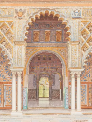 Patio In The Alcazar Of Seville by Fernando Liger-Hidalgo Oil Painting