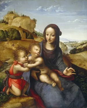Madonna and Child with the Infant Saint John by Fernando Yanez De La Almedina Oil Painting