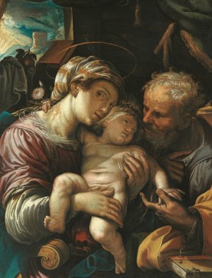 Holy Family by Ferraù Fenzoni Oil Painting