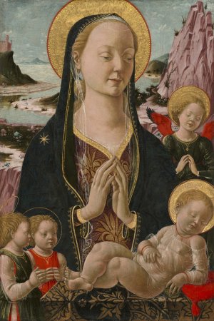 Madonna and Child with Angels by Ferrarese 15Th Century Oil Painting