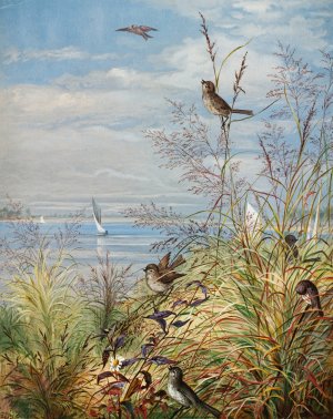 February by Fidelia Bridges Oil Painting