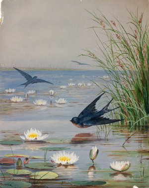 January by Fidelia Bridges Oil Painting