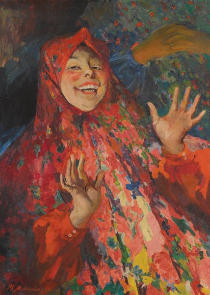 Main Product Photo of Laughing Girl Painting by Filipp Malyavin
