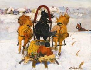 Troika In The Snow by Filipp Malyavin Oil Painting