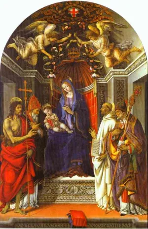 Madonna and Child Enthroned with St John the Baptist, St Victor, St Bernard and St Zenobius painting by Filippino Lippi