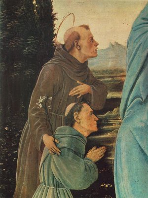 Madonna with Child, St Anthony of Padua and a Friar Detail Oil painting by Filippino Lippi