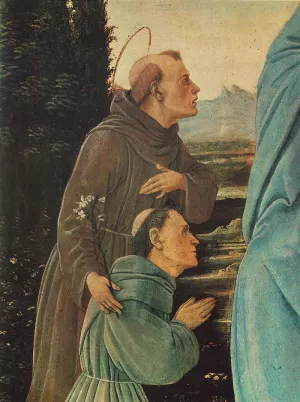Madonna with Child, St Anthony of Padua and a Friar Detail by Filippino Lippi - Oil Painting Reproduction