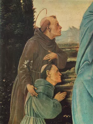 Madonna with Child, St Anthony of Padua and a Friar Detail Oil painting by Filippino Lippi