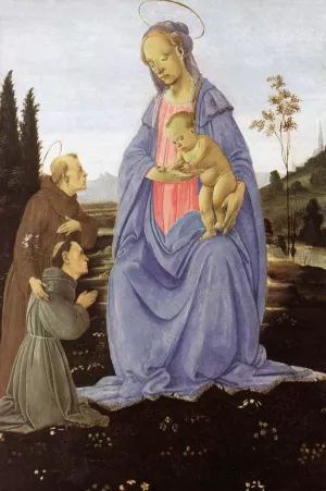 Madonna with Child, St Anthony of Padua and a Friar by Filippino Lippi - Oil Painting Reproduction