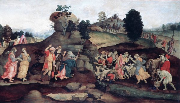 Moses Brings Forth Water out of the Rock by Filippino Lippi - Hand-Painted Oil Painting Reproduction