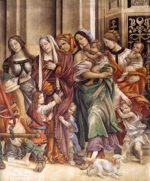 St John the Evangelist Resuscitating Drusiana Detail painting by Filippino Lippi