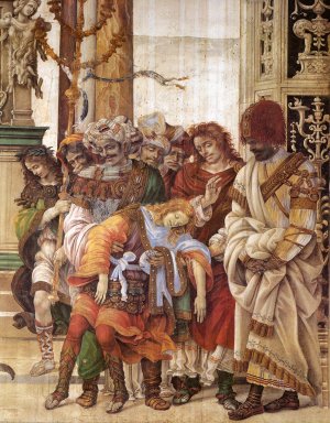 St Philip Driving the Dragon from the Temple of Hieropolis Detail Oil painting by Filippino Lippi