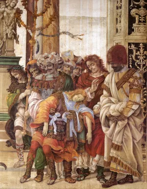 St Philip Driving the Dragon from the Temple of Hieropolis Detail by Filippino Lippi Oil Painting