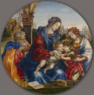 The Holy Family with Saint John the Baptist and Saint Margaret by Filippino Lippi Oil Painting