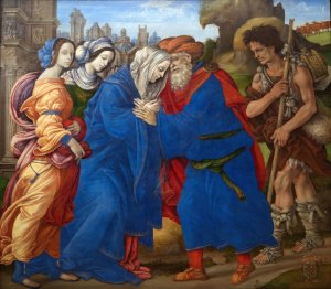 The Meeting of Joachim and Anne outside the Golden Gate of Jerusalem by Filippino Lippi Oil Painting