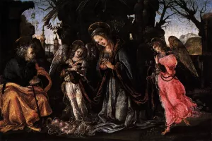 The Nativity with Two Angels by Filippino Lippi Oil Painting