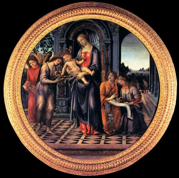 Virgin and Child with Angels by Filippino Lippi - Hand-Painted Oil Painting Reproduction