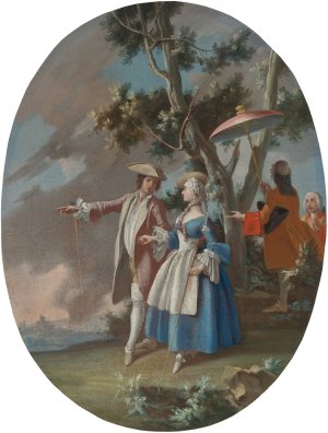 Fetes Galante by Filippo Falciatore Oil Painting