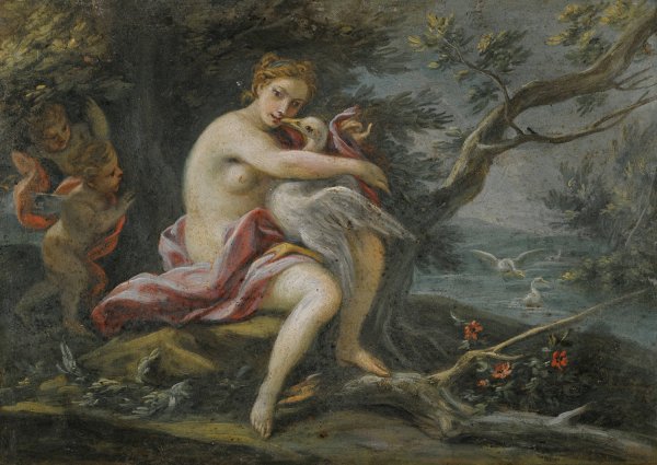 Leda And The Swan by Filippo Falciatore - Hand-Painted Oil Painting Reproduction