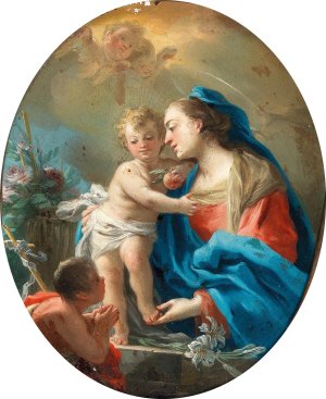 Madonna and Child with the Infant Saint John the Baptist by Filippo Falciatore Oil Painting