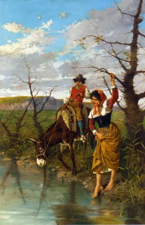 The River Crossing by Filippo Indoni Oil Painting