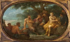 King Midas Judging the Musical Contest between Apollo and Pan by Filippo Lauri Oil Painting