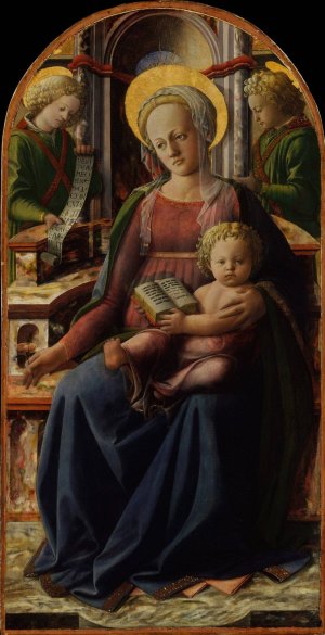 Madonna and Child Enthroned with Two Angels by Filippo Lippi Oil Painting
