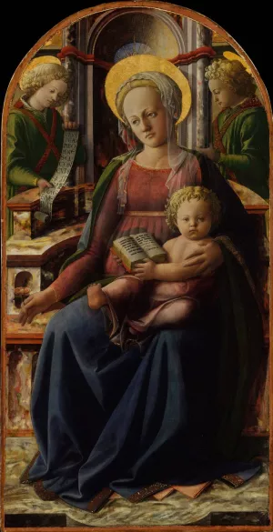 Madonna and Child Enthroned with Two Angels Oil painting by Filippo Lippi