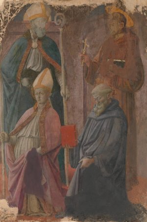 Saints Augustine and Francis, a Bishop Saint, and Saint Benedict by Filippo Lippi Oil Painting