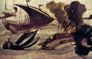 Naval Battle by Filippo Napoletano Oil Painting