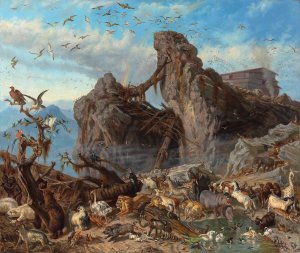 After the Flood; the Exit of the Animals from the Ark by Filippo Palizzi Oil Painting