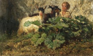 Caprette Con Pastorello by Filippo Palizzi Oil Painting