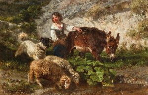 The Young Shepherdess by Filippo Palizzi Oil Painting