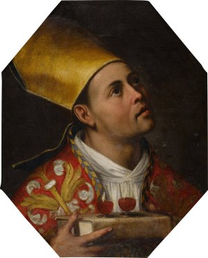 St. Januarius holding vials of his blood by Filippo Vitale Oil Painting