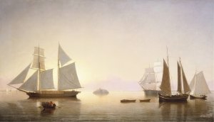 Becalmed off Halfway Rock by Fitz Henry Lane Oil Painting