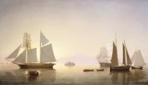 Becalmed off Halfway Rock by Fitz Henry Lane Oil Painting