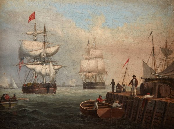 Boston Harbor  by Fitz Henry Lane - Hand-Painted Oil Painting Reproduction