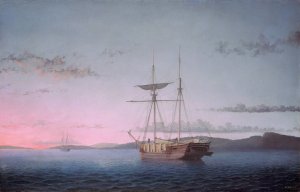 Lumber Schooners at Evening on Penobscot Bay by Fitz Henry Lane Oil Painting