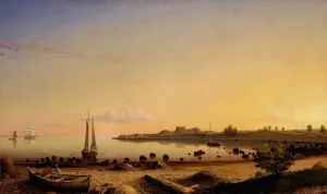 Stage Fort across Gloucester Harbor by Fitz Henry Lane Oil Painting