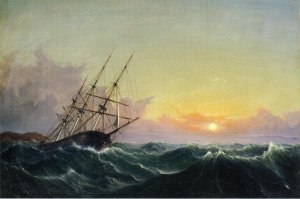A Storm, Breaking Away, Vessel Slipping Her Cable Oil painting by Fitz Hugh Lane